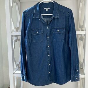 Croft & Barrow Denim Shirt Shacket Blouse Button Down Chambray Layered Size M